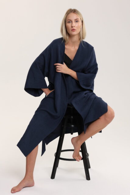 Кімоно лляне синє